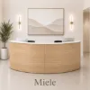 Picture of 2 Person Curved Reception Desk with Glass Transaction Counter and Storage