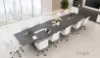 boat shaped conference table with power