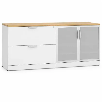 office credenza with glass doors and file drawers