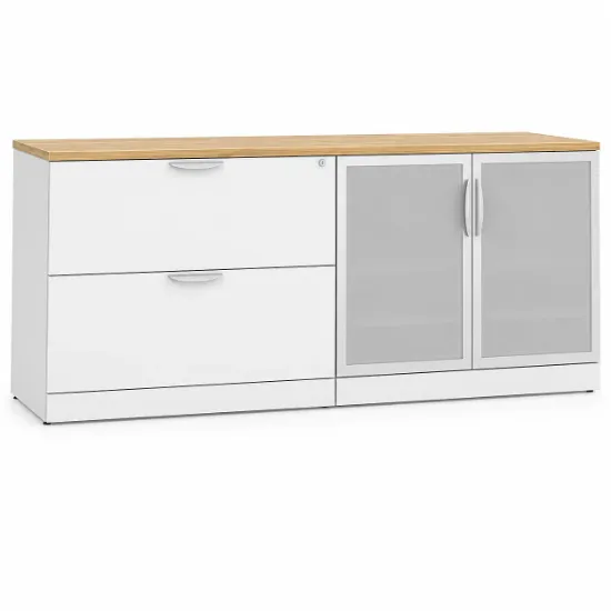 office credenza with glass doors and file drawers