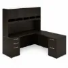 L shaped office desk with storage and hutch