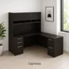L shaped office desk with storage and hutch