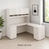 L shaped office desk with storage and hutch