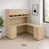 L shaped office desk with storage and hutch