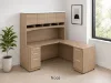 L shaped office desk with storage and hutch