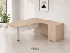 L shaped peninsula desk with glass modesty panel