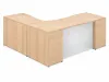 L shaped office desk with glass modesty panel