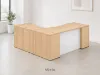 L shaped office desk with glass modesty panel