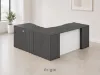 L shaped office desk with glass modesty panel