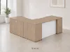 L shaped office desk with glass modesty panel