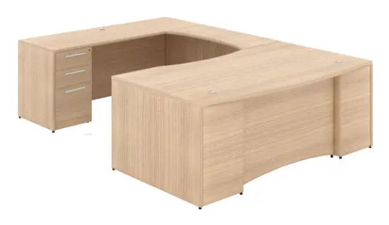 U shaped executive desk with drawers and bow front