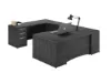 U shaped executive desk with drawers and bow front
