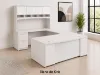 U shaped executive desk with hutch and glass modesty panel