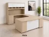U shaped executive desk with hutch and glass modesty panel