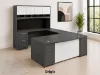 U shaped executive desk with hutch and glass modesty panel