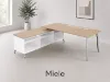 modern L shaped desk with side storage credenza
