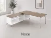 modern L shaped desk with side storage credenza