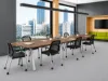 Picture of Modern Boat Shaped Conference Table with Metal Legs & Cable Management