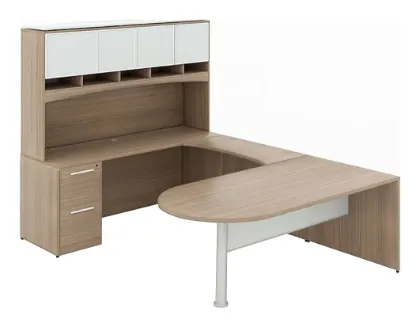 U shaped peninsula desk with hutch and storage