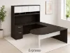 U shaped peninsula desk with hutch and storage