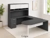 U shaped peninsula desk with hutch and storage