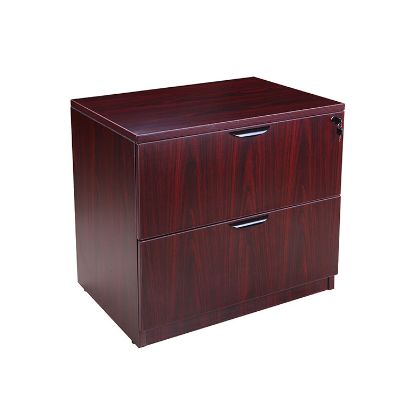 Picture of Executive 2 Drawer Lateral File Cabinet with Locking Drawers for Office Storage-Mahogany