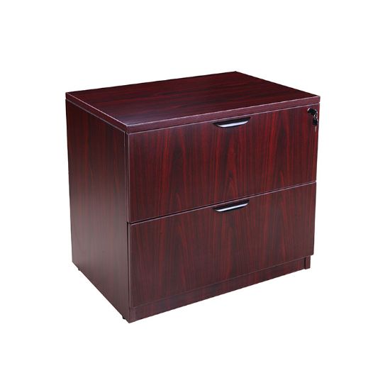 Picture of Executive 2 Drawer Lateral File Cabinet with Locking Drawers for Office Storage-Mahogany