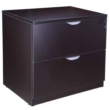 Picture of 2 Drawer Lateral File Cabinet with Locking Drawers for Office Storage-Mocha