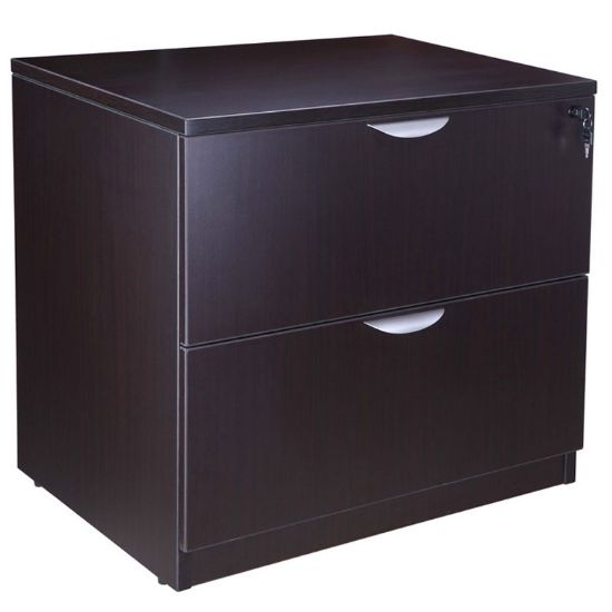 Picture of 2 Drawer Lateral File Cabinet with Locking Drawers for Office Storage-Mocha