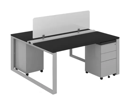 2 person workstation with privacy panels and drawers