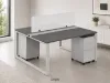 2 person workstation with privacy panels and drawers