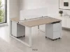 2 person workstation with privacy panels and drawers