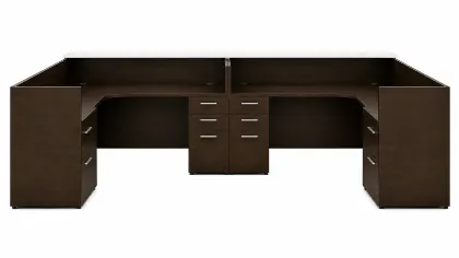 Picture of 2 Person Reception Desk with Glass Transaction Counter and Storage