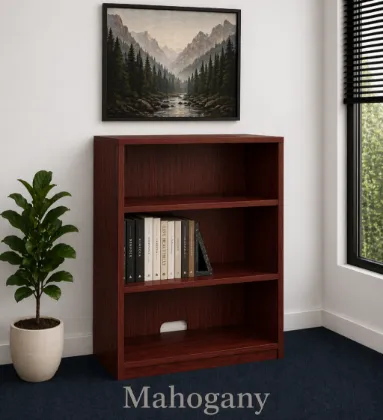 Office Bookcase with Adjustable Shelves, 36" High-Mahogany