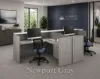 Modern 2 Person Reception Desk with Transaction Counter & Storage