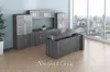 Height Adjustable Executive Desk with Storage, Hutch & Credenza