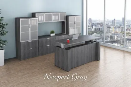 Height Adjustable Executive Desk with Storage, Hutch & Credenza