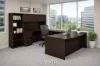 Executive U-Shaped Desk with Hutch, Bookcase Storage and Bow Front Worksurface