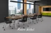 Modern Boat Shaped Conference Table with Metal Legs & Cable Management