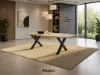 Boat Shaped Conference Table with Metal X Base, Cable Management and Power Options