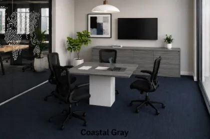 Modular Square Conference Table with Cube Base, Cable Management and Power Options
