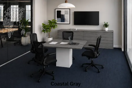 Modular Square Conference Table with Cube Base, Cable Management and Power Options