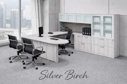 U-Shaped Executive Peninsula Desk with Hutch & Lateral File Storage