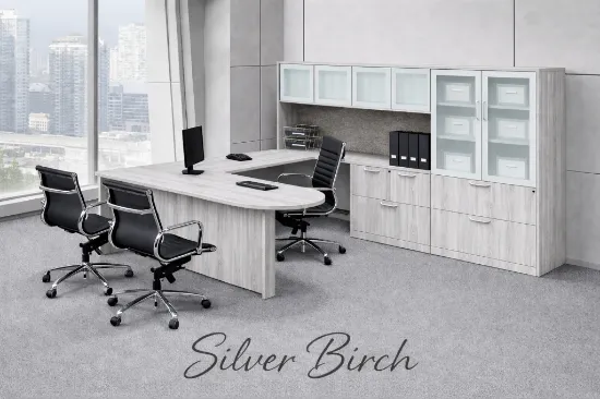 U-Shaped Executive Peninsula Desk with Hutch & Lateral File Storage