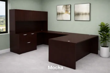 U-Shaped Executive Desk with Hutch, Storage and Cable Management