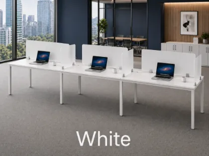 3 Person Workstation with Privacy Panels, Storage and Cable Management