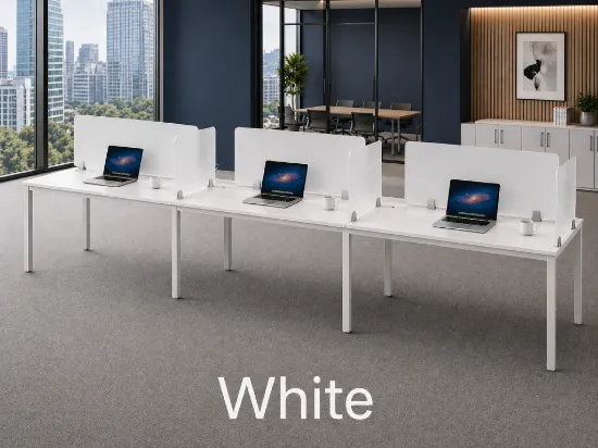 3 Person Workstation with Privacy Panels, Storage and Cable Management