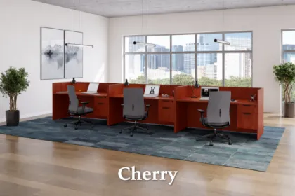  3 Person Workstation Desk with Divider Panels