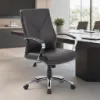 Executive High Back Leather Boardroom Chair with Chrome Arms and Adjustable Tilt-Black