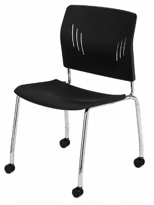 Stackable Guest Chair with Casters – Black Armless Training & Conference Chair